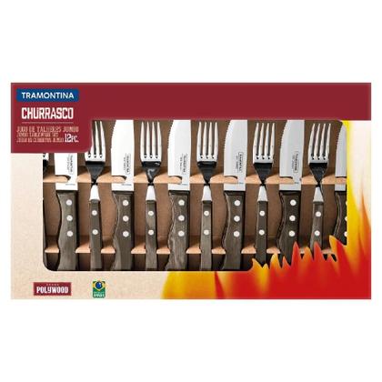 Imagem de Jogo 12 Pecas Jumbo para Churrasco Aco Inox Polywood 21199996