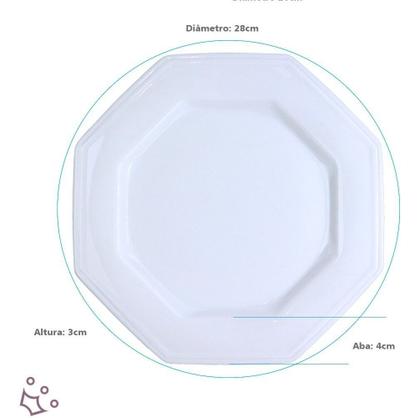 Imagem de Jogo 12 Peças Pratos Rasos Jantar Prisma Porcelana Branca Schmidt