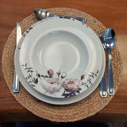 Imagem de Jogo 12 Pratos Fundos Redondos 23cm Garden em Porcelana com Estampa Floral Germer