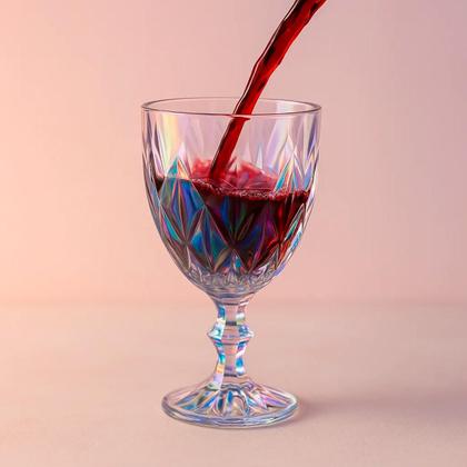Imagem de Jogo 12 Taças Furtacor 300ml e 50ml Copos Vidro Transparente Cozinha Holográfico Cores Vinhos