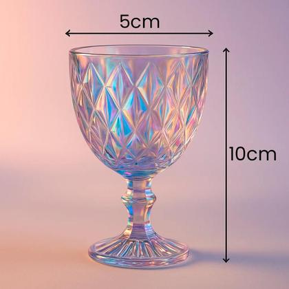 Imagem de Jogo 12 Taças Furtacor 300ml e 50ml Copos Vidro Transparente Cozinha Holográfico Cores Vinhos