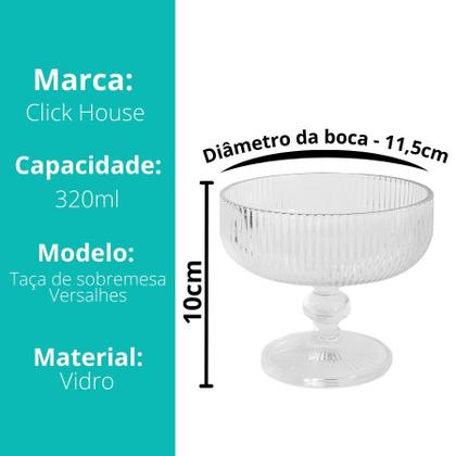 Imagem de Jogo 12 Taças Tigela Sobremesa Canelada Bulk Vidro Sorvete Doces Versalhes 320ml