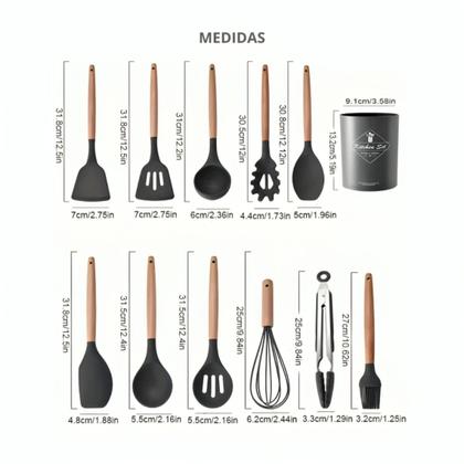 Imagem de Jogo 12 Utensílios Cozinha Silicone Para Cozinhar