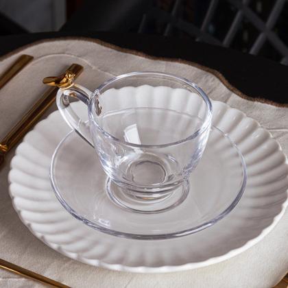 Imagem de Jogo 12 Xícara de Chá com Pires Golden Bird Pássaro 180ml Cristal Ecológico Wolff