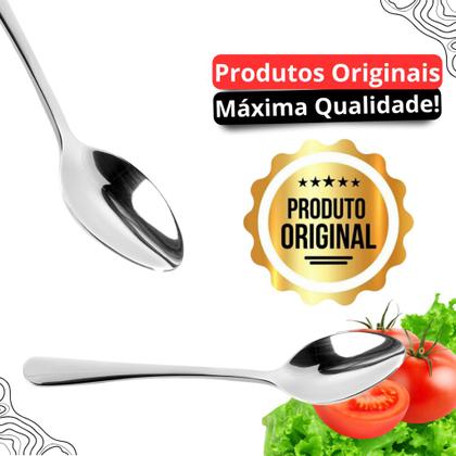 Imagem de Jogo 18 Colheres de Mesa Talheres Aço INOX Alta Qualidade Para Alimentos e Sopas