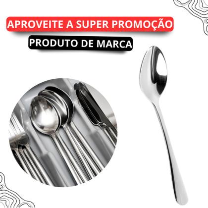 Imagem de Jogo 18 Colheres de Mesa Talheres Aço INOX Alta Qualidade Para Alimentos e Sopas
