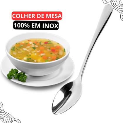 Imagem de Jogo 18 Colheres de Mesa Talheres Aço INOX Alta Qualidade Para Alimentos e Sopas