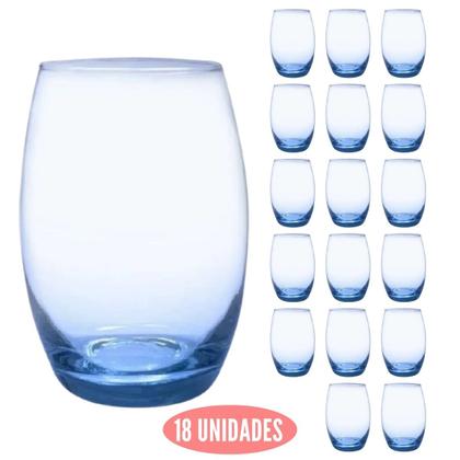 Imagem de Jogo 18 Copos Grandes Bellagio Redondo 450ml Azul