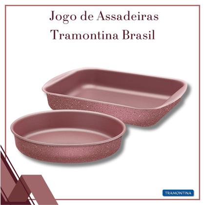 Imagem de Jogo 2 Assadeiras Formas Para Bolo Alumínio Antiaderente Tramontina