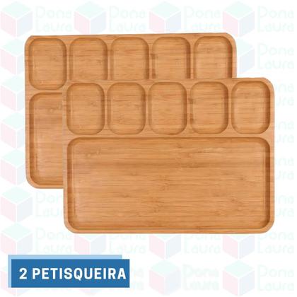 Imagem de Jogo 2 Bandejas Retangular Tábua Com Divisorias Frios Carnes