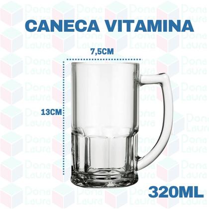 Imagem de Jogo 2 Canecas Vidro Vitamina 320 ML Transparente Restaurante