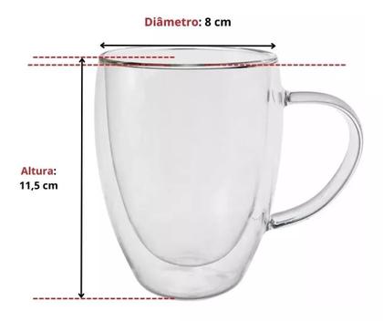 Imagem de Jogo 2 Canecas Xícaras De Chá Café 350ml Vidro Parede Dupla