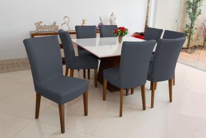 Imagem de Jogo 2 Capas para Cadeira De Jantar Protetora Resistente Lavável 100% Poliéster C/ Elástico
