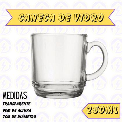 Imagem de Jogo 2 Copo Canecas Vidro Transparente 250ML Chá Café Choco