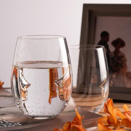 Imagem de Jogo 2 Copos De Vidro Água Suco 580ml Passione Lapidada Escultura Luxo