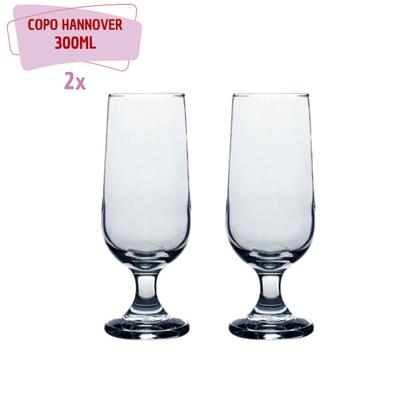 Imagem de Jogo 2 Copos Taça de Vidro Chopp Hannover 300ml Casa Linda