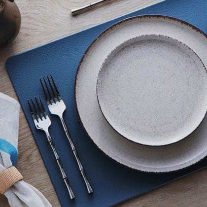 Imagem de Jogo 2 Lugares Americanos Retangular Mesa PVC Azul Escuro Executivo 30x44cm Em Casa Tem