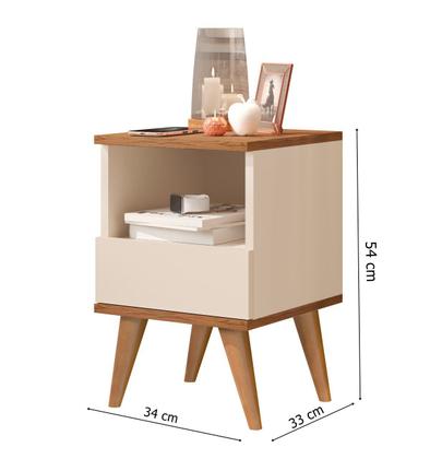Imagem de Jogo 2 mesas de cabeceira 1 gaveta Pes Palito Paris Off white / Nature - Comprar Moveis em Casa