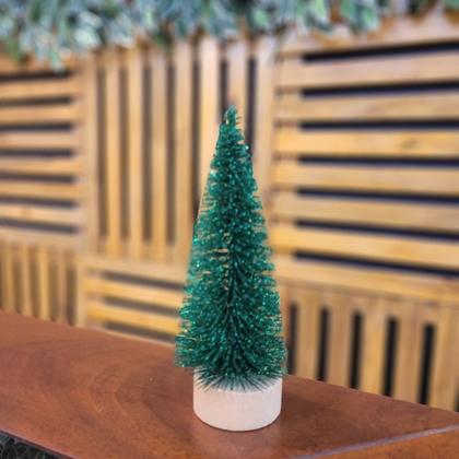 Imagem de Jogo 2 Mini Árvore Natal Verde Base Tronco Madeira 16cm - Art Christmas