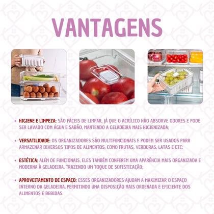 Jogo 2 Organizador de Geladeira 3,8L Acrílico Tampa Conserva Alimentos - PLASTUTTI Imagem de Jogo 2 Organizador de Geladeira 3,8L Acrílico Tampa Conserva Alimentos