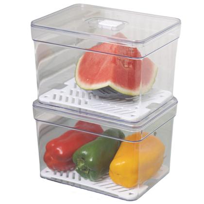 Jogo 2 Organizador de Geladeira 3,8L Acrílico Tampa Conserva Alimentos - PLASTUTTI Imagem de Jogo 2 Organizador de Geladeira 3,8L Acrílico Tampa Conserva Alimentos