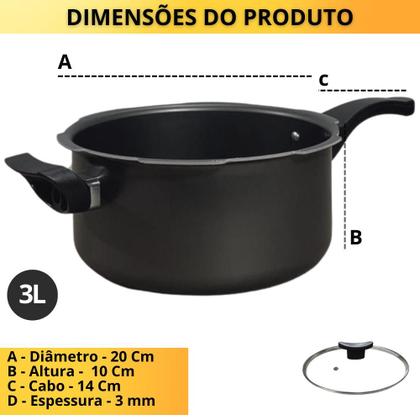 Imagem de Jogo 2 Panela De Pressão 4,5L E 3L Antiaderente Fechamento Externo Multiuso Caçarola Cor Grafite