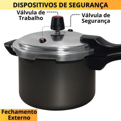 Imagem de Jogo 2 Panela De Pressão 4,5L E 3L Antiaderente Fechamento Externo Multiuso Caçarola Cor Grafite