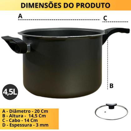 Imagem de Jogo 2 Panela De Pressão 4,5L E 3L Antiaderente Fechamento Externo Multiuso Caçarola Cor Grafite