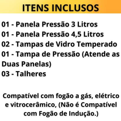 Imagem de Jogo 2 Panela De Pressão 4,5L E 3L Antiaderente Fechamento Externo Multiuso Caçarola Cor Vermelha
