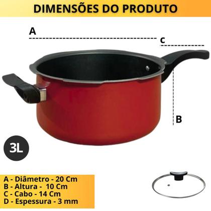 Imagem de Jogo 2 Panela De Pressão 4,5L E 3L Antiaderente Fechamento Externo Multiuso Caçarola Cor Vermelha