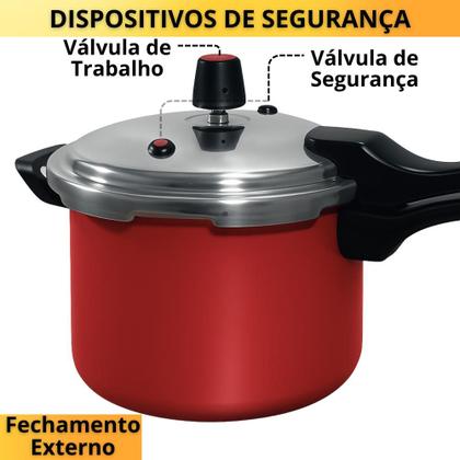 Imagem de Jogo 2 Panela De Pressão 4,5L E 3L Antiaderente Fechamento Externo Multiuso Caçarola Cor Vermelha