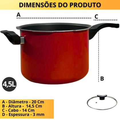 Imagem de Jogo 2 Panela De Pressão 4,5L E 3L Antiaderente Fechamento Externo Multiuso Caçarola Cor Vermelha