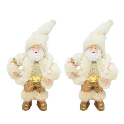 Imagem de Jogo 2 Papai Noel Mini Branco e Dourado Luxo 20cm - Art Christmas