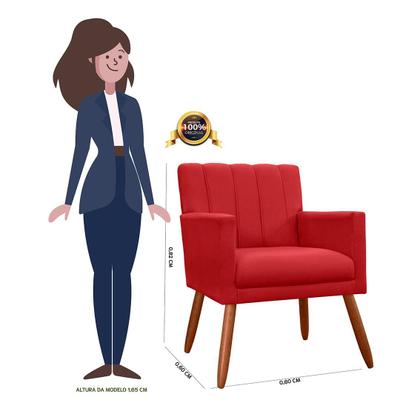 Imagem de Jogo 2 Poltronas Decorativa Para Sala de Sala de Estar Cecília Corano Vermelho - LM DECOR