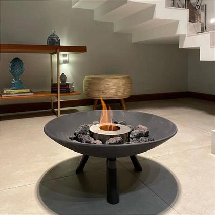 Imagem de Jogo 2 Poltronas Leroy com Puff e Lareira Ferro Fundido