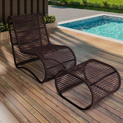 Imagem de Jogo 2 Poltronas Leroy com Puff e Lareira Ferro Fundido