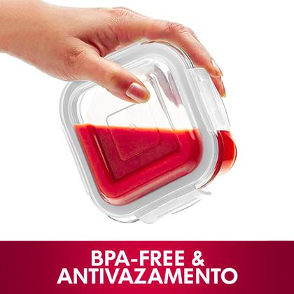 Imagem de Jogo 2 Potes de Vidro Hermético Com Tampa E Trava Quadrado 800 ml Mantimentos Marmita