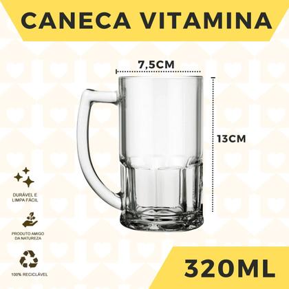 Imagem de Jogo 24 Canecas Chopp Cerveja 320ML Linha Vitamina Transparente