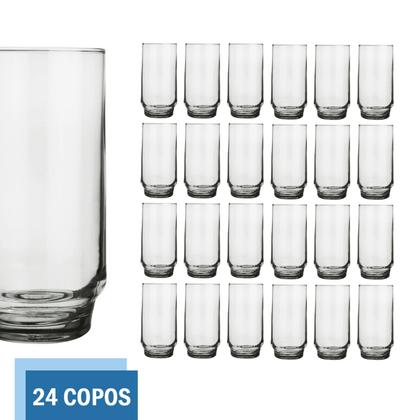 Imagem de Jogo 24 Copo 410ml Vidro Lights Suco Agua Transparente Nadir