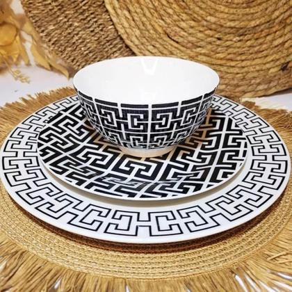 Imagem de Jogo 24 Pratos Sobremesa Rasos Egypt Porcelana 19,5cm Lyor Decorado Mesa Posta