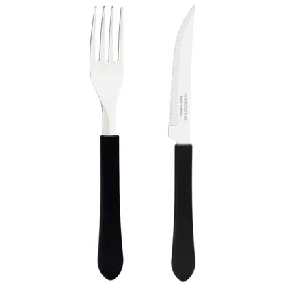 Imagem de Jogo 24 Talheres Mesa P/ Cozinha Leme Jantar Faca Garfo Inox Tramontina