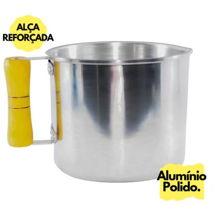 Imagem de Jogo 3 Canecão Leiteira Com Orla Aluminio e Cabo De Madeira N 16 18 20