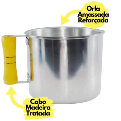 Imagem de Jogo 3 Canecão Leiteira Com Orla Aluminio e Cabo De Madeira N 16 18 20