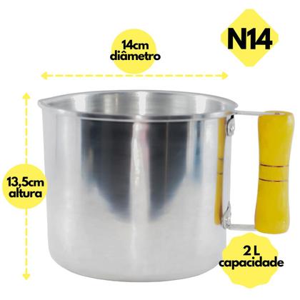 Imagem de Jogo 3 Canecão Pequeno Em Aluminio Com Orla E Cabo De Madeira Nº 12 14 16