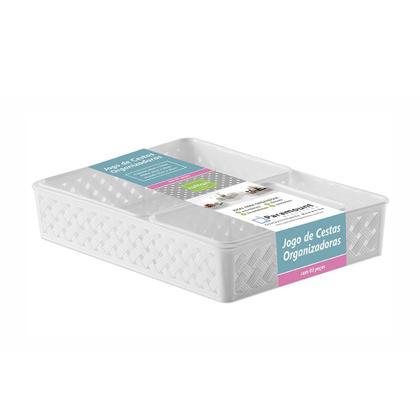 Imagem de Jogo 3 Cestas Organizadoras Multiuso Plástico Rattan Bancada Gaveta - 825 Paramount