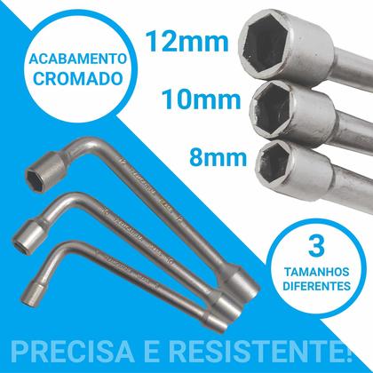 Imagem de Jogo 3 Chave Biela Em L 8mm 10mm 12mm Para Moto Tramontina