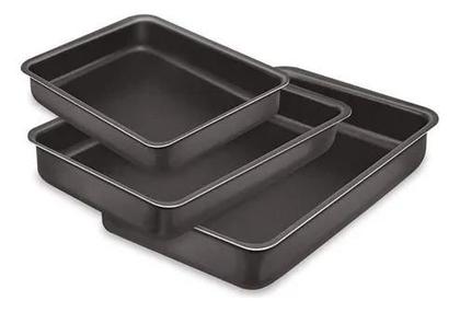 Imagem de Jogo 3 Formas Assadeiras Retangular Alta Antiaderente Forno Bolo 42cm,37cm,31cm