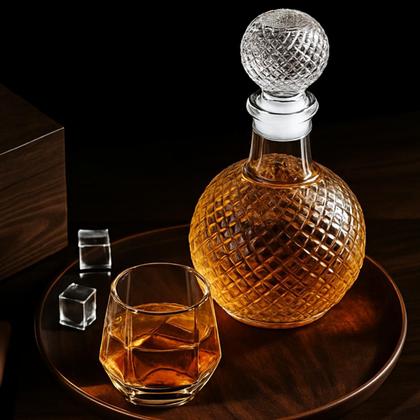 Imagem de Jogo 3 Frascos Vidro Licoreira + 6 Mini Cálices Cristal Lapidada Whisky Licor Decoração