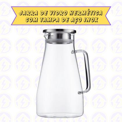 Imagem de Jogo 3 Jarras Vidro Transparente Medio 1,7L Com Tampa Aço Inox