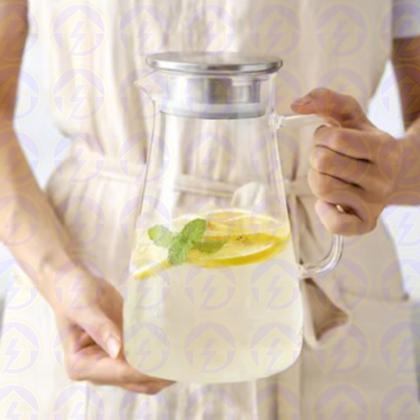 Imagem de Jogo 3 Jarras Vidro Transparente Medio 1,7L Com Tampa Aço Inox